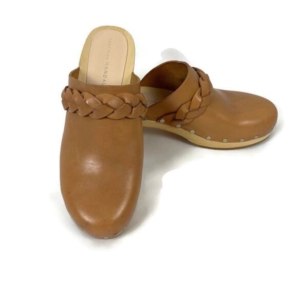 LOEFFLER RANDALL Tuckernuck Women's Lupa Leather Clogs Honey Size 6M Boho Studs - Picture 1 of 11